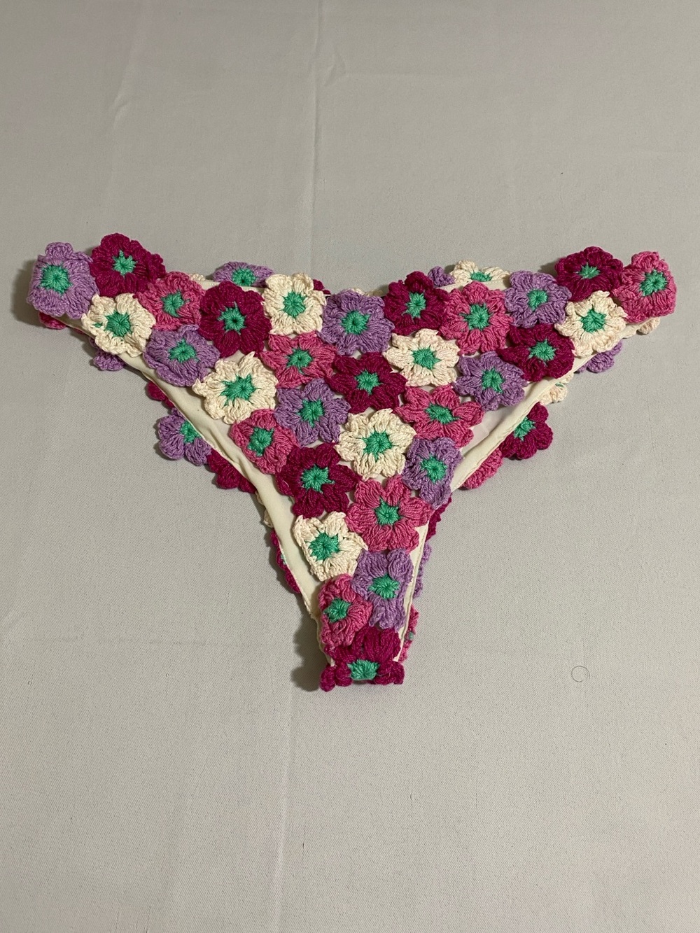 BEACH RIOT Kaylin Hand Crochet Floral Bikini Bottom Size L